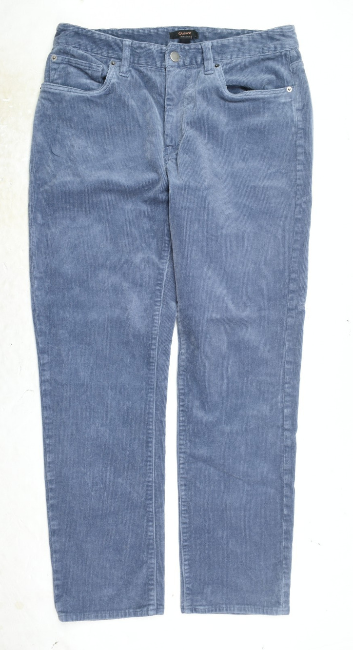 Quince Corduroy Pants Mens 30x30 (31x29) Storm Blue Stretch 5-Pocket Slim Fit